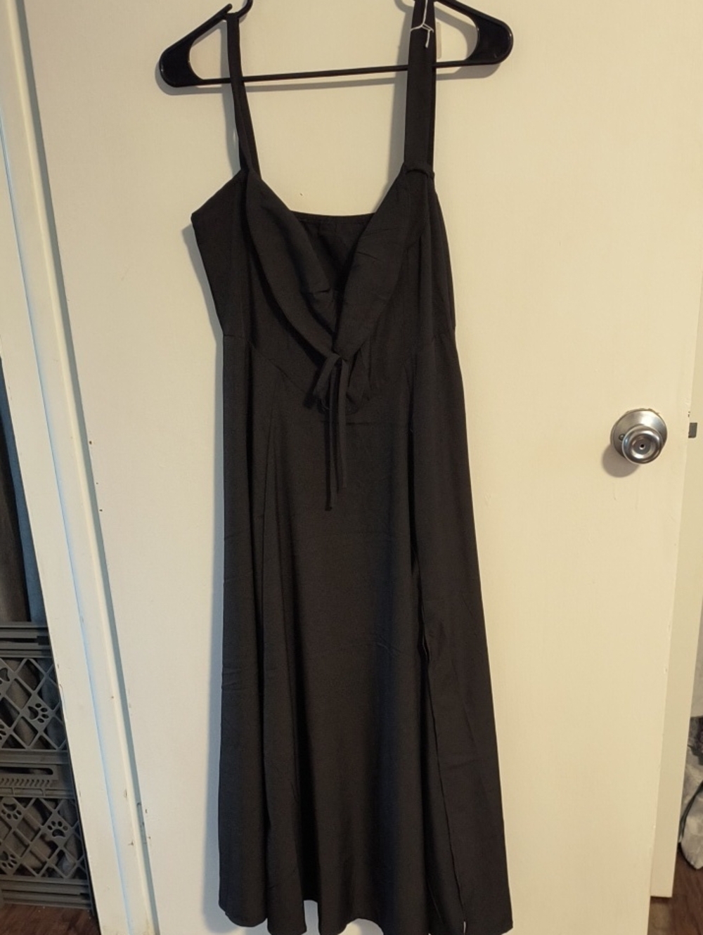 Black Milkmaid Midi Dress with Tie Front